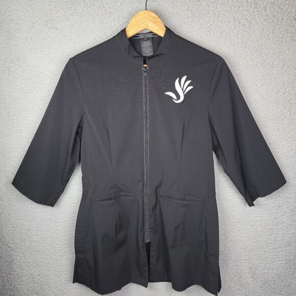 Noel Asmar Black Zip Jacket Modern Work Uniform Top Minimalist Trendy Pockets - Picture 1 of 12